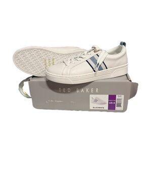 Ted Baker White Sneakers with Navy Stripe Detail